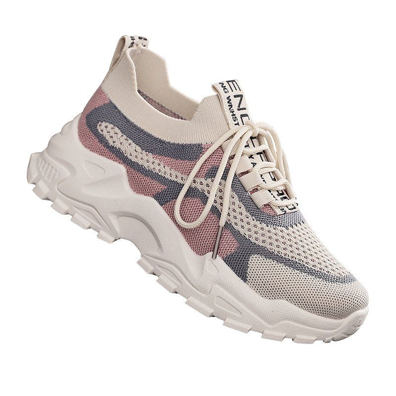 Flyknit shoes breathable and comfortable thick soled shoes dad shoes women’s sports shoes