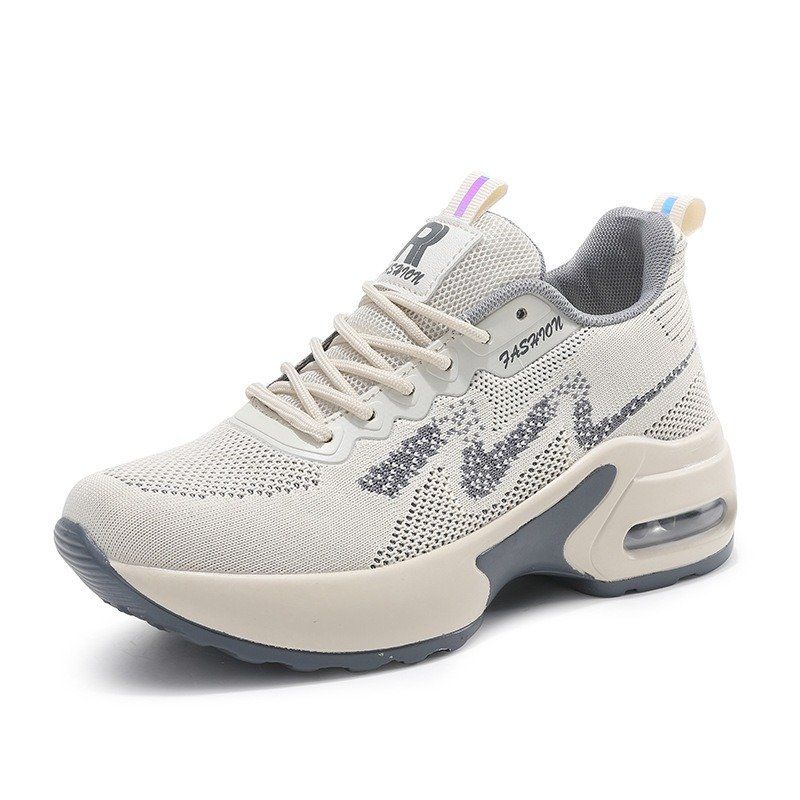 Inner height increasing women’s sports shoes mesh breathable white shoes thick soled shoes soft soled shoes