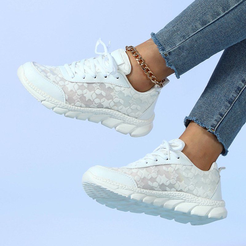 White shoes breathable lightweight casual sports women’s shoes soft soled running shoes