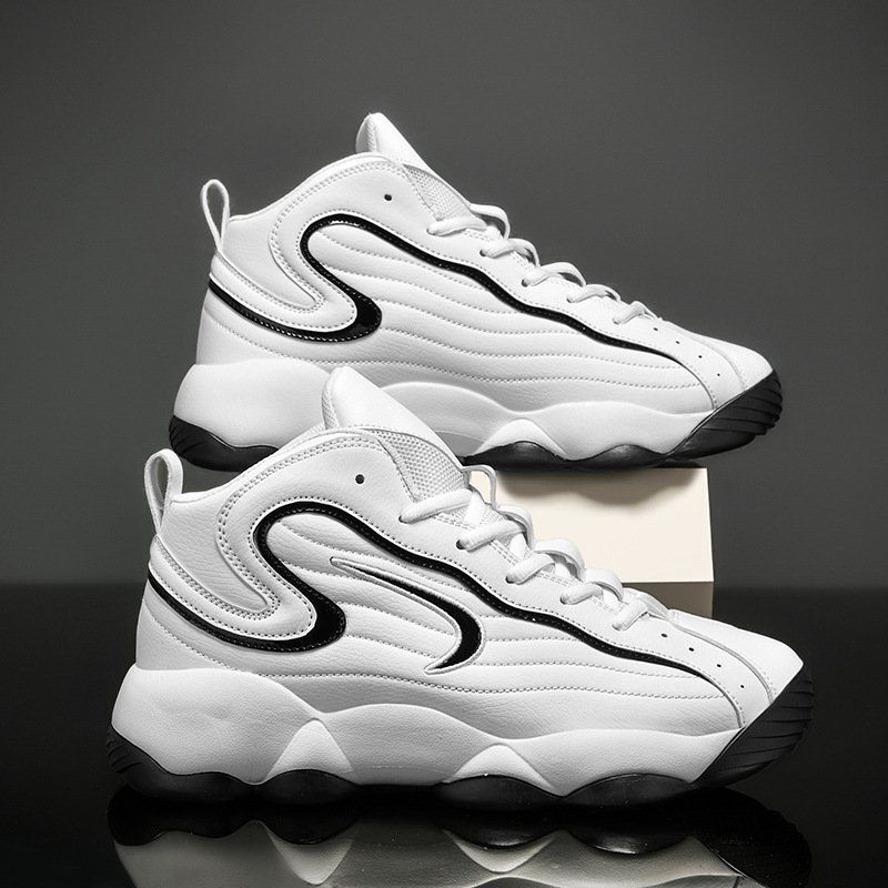Men’s sports shoes with leather surface, trendy shoes, Korean version, fashionable basketball shoes