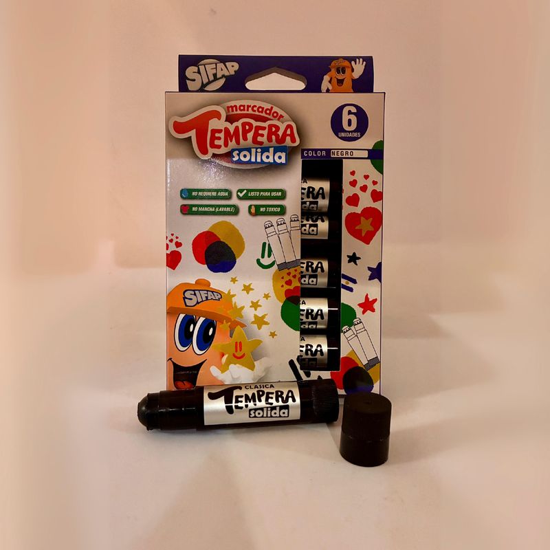 TEMPERA SOLIDA NEGRA x 6 UDS