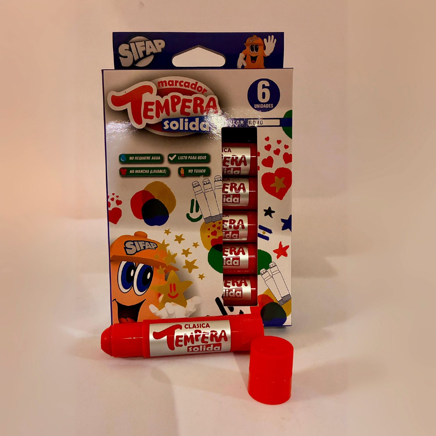 TEMPERA SOLIDA ROJA x 6 UDS