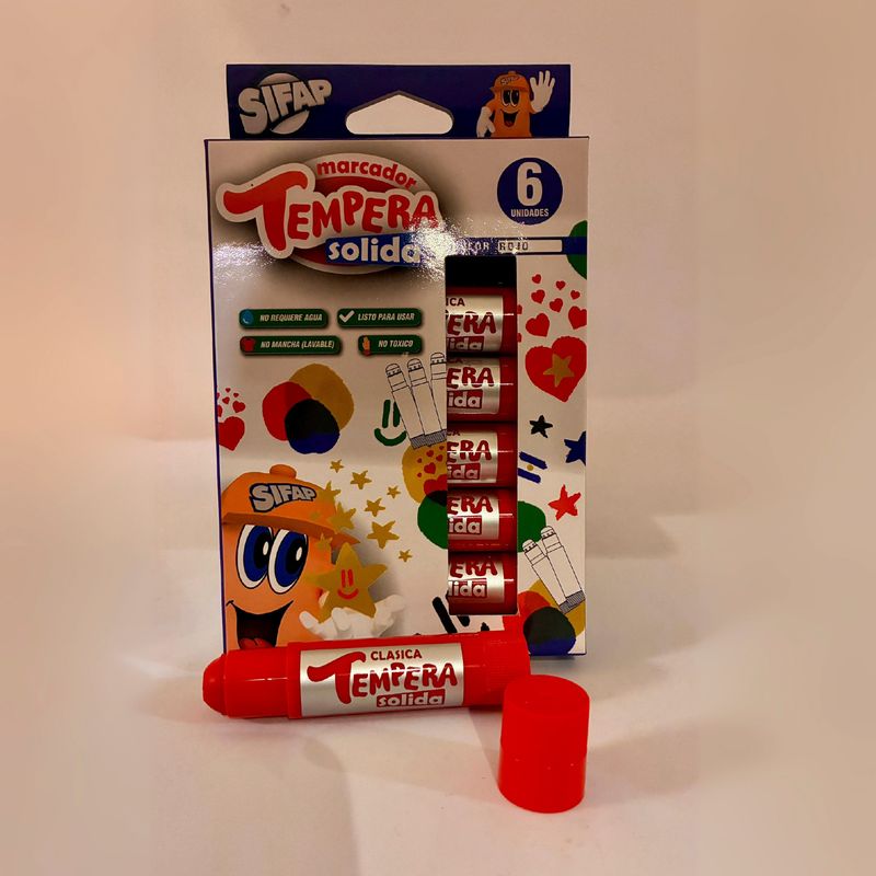 TEMPERA SOLIDA ROJA x 6 UDS