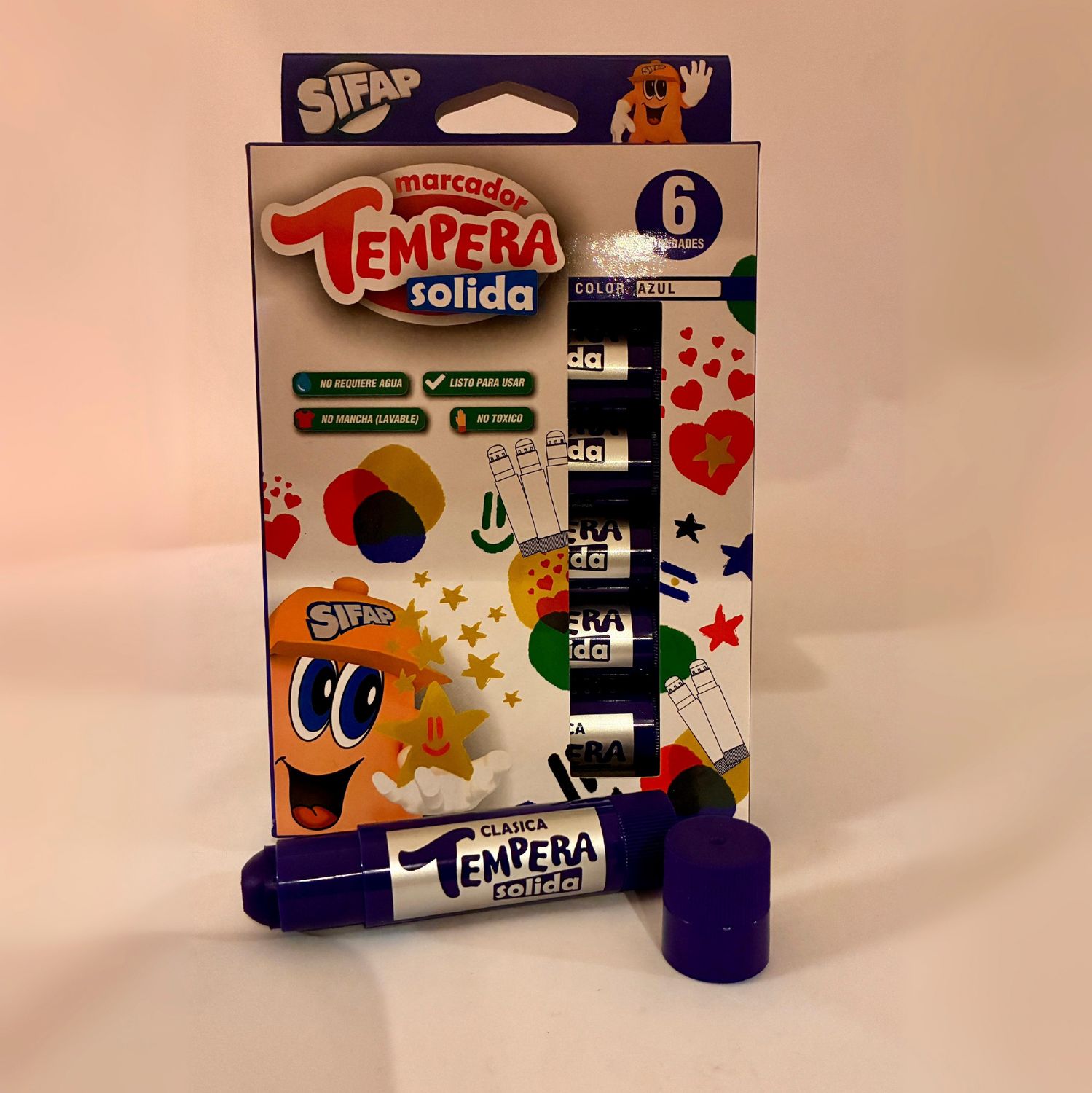 TEMPERA SOLIDA AZUL x 6 UDS
