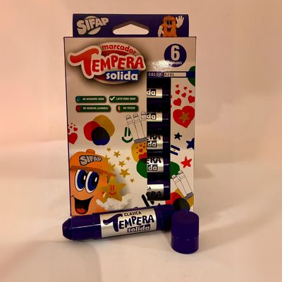 TEMPERA SOLIDA AZUL x 6 UDS