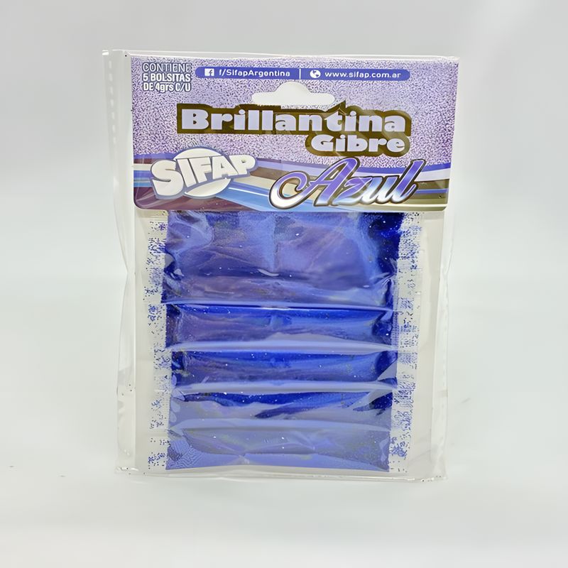 Brillantina gibre azul x 5 bol.4grs