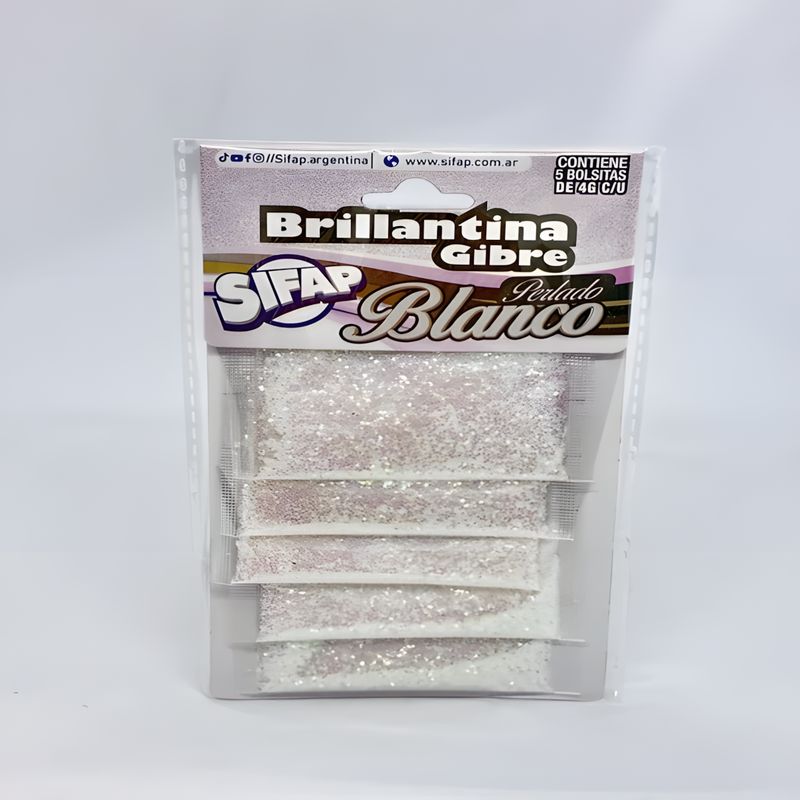 Brillantina gibre blanco perlado x5u 4g