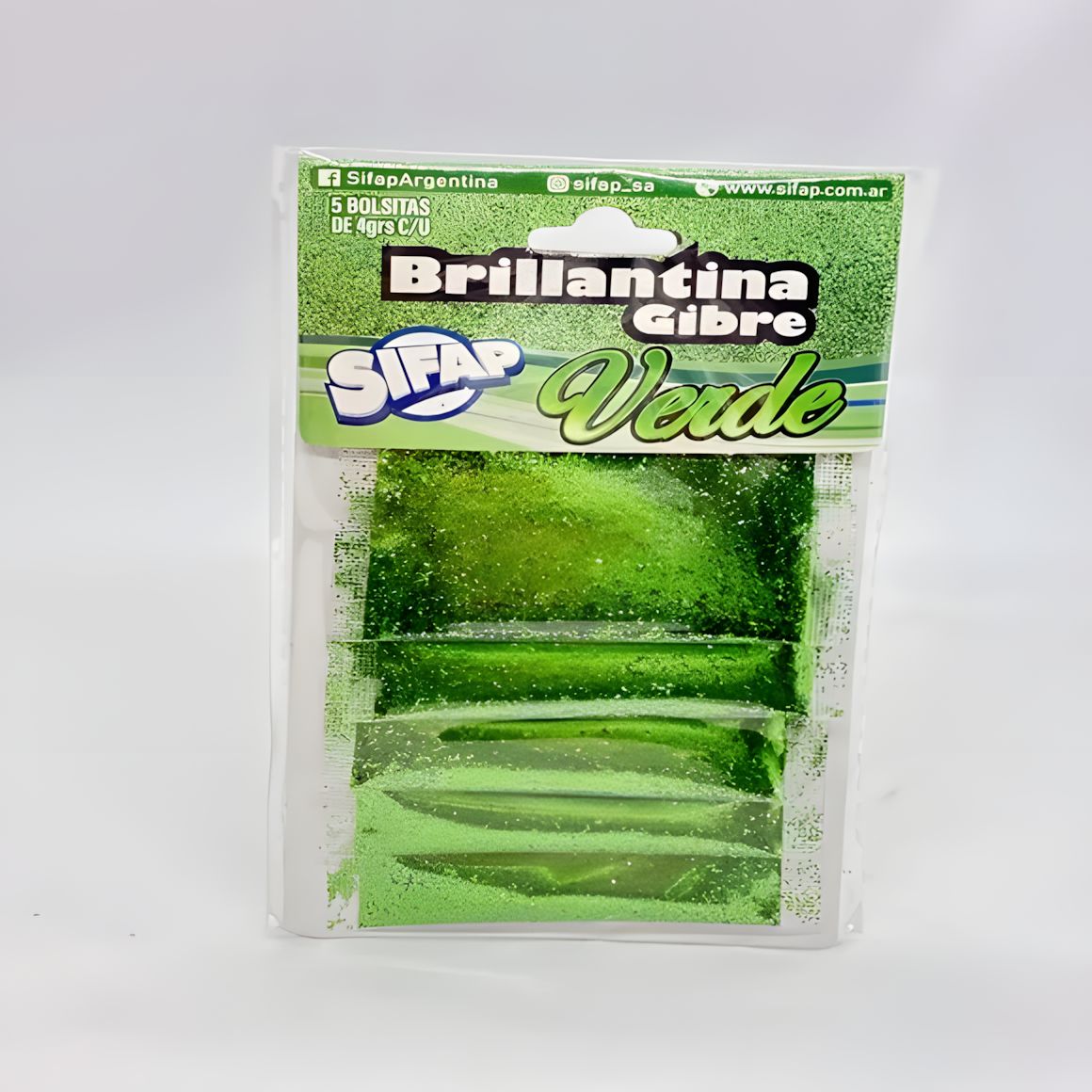 Brillantina gibre verde x5u 4g