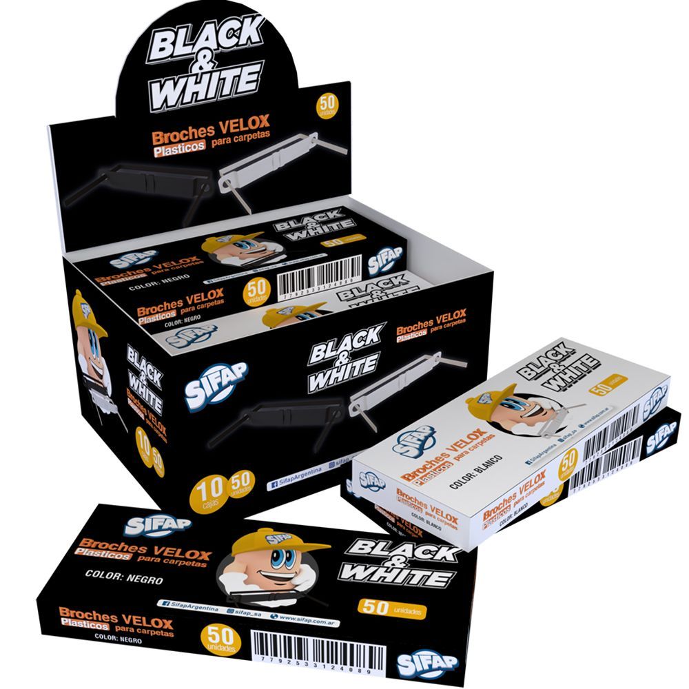 Broches velox black &amp; white