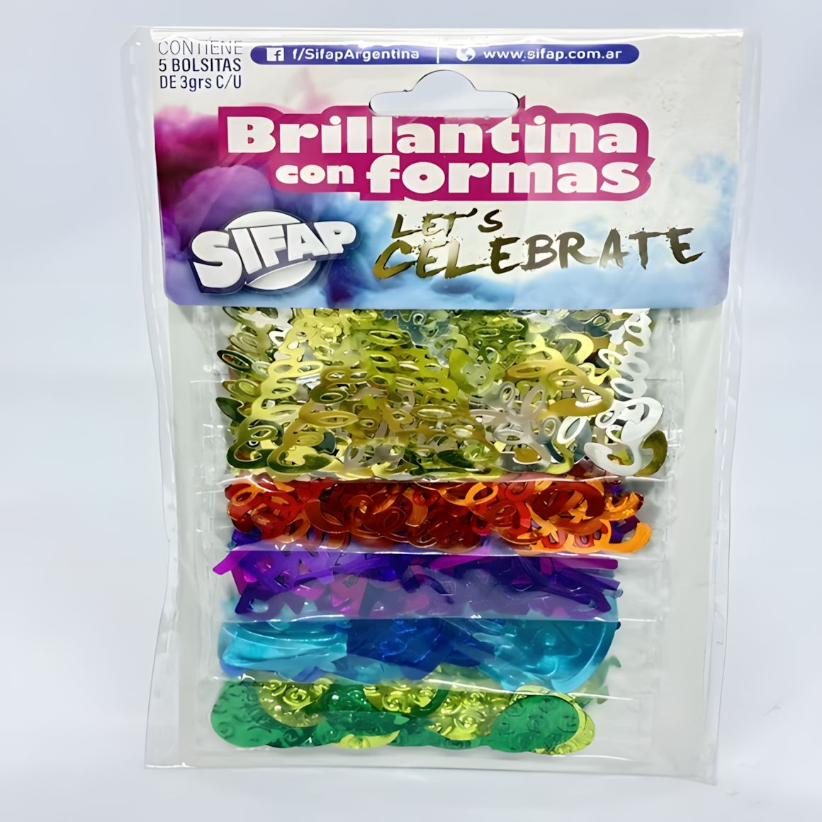 Brillantina con formas celebrate x 5