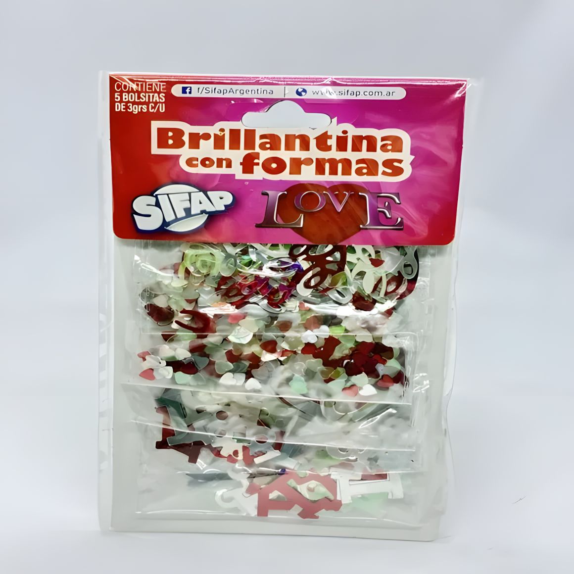 Brillantina con formas love