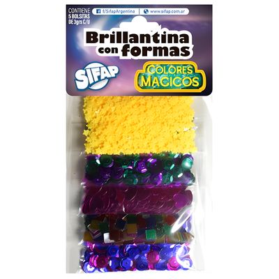 Brillantina con formas colores magicos x5