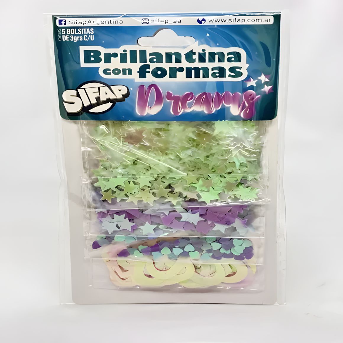 Brillantina con formas dreams x 5