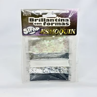 Brillantina con formas esmoquin x 5