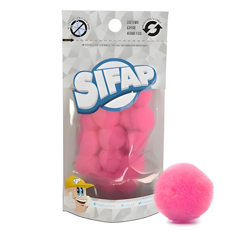 Pompones de felpa fucsia