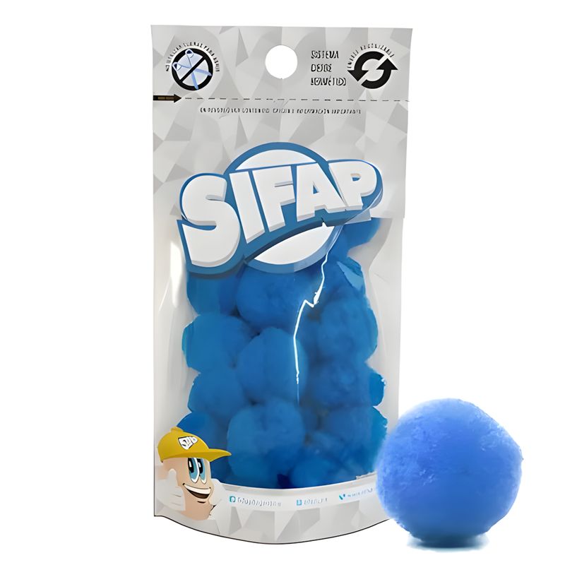 Pompones de felpa azul