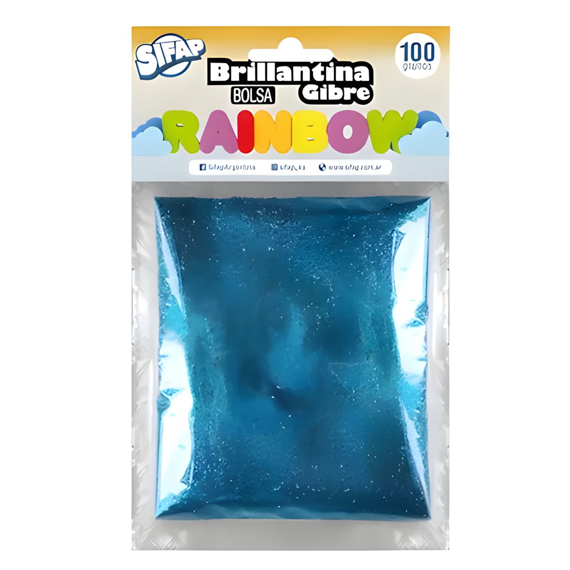 Brillantina gibre rainbow celeste