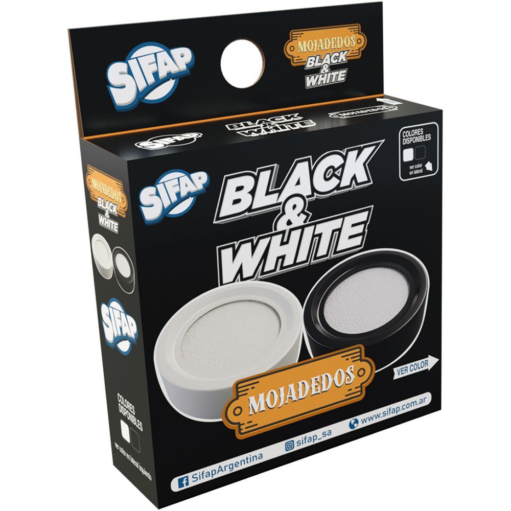 Mojadedos plastico black &amp; white