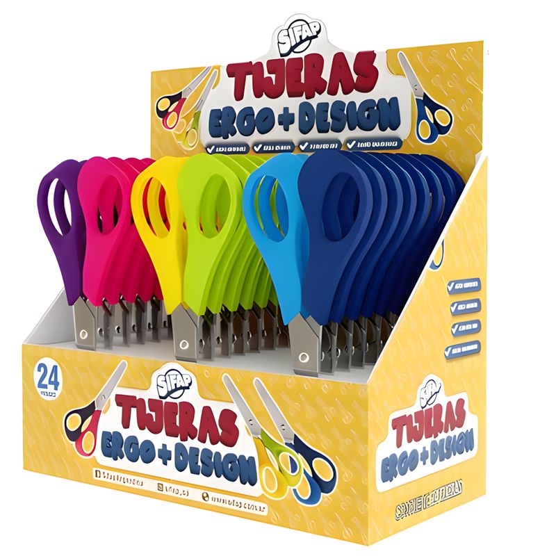 TIJERAS ERGO-DESIGN X 24 UNIDADES Display