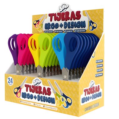 TIJERAS ERGO-DESIGN X 24 UNIDADES Display