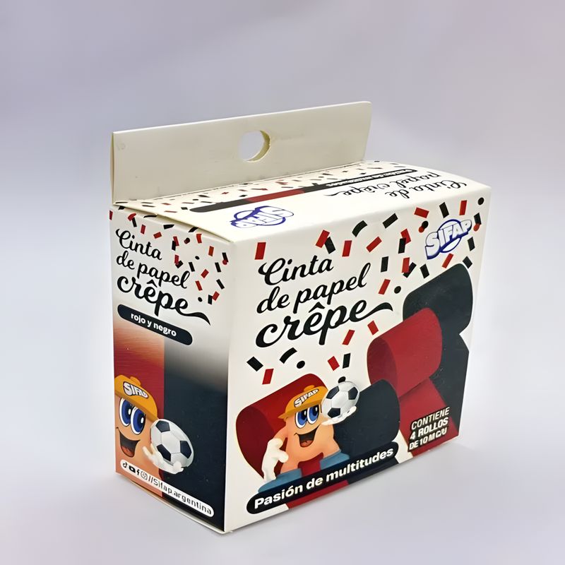 CINTAS DE PAPEL CREPE ROJO Y NEGRO &quot;PASIÓN DE MULTITUDES&quot; x  4 uds