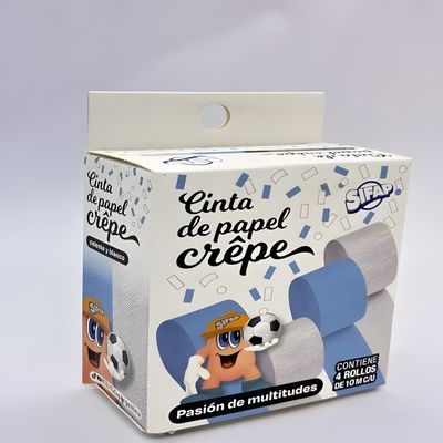 CINTAS DE PAPEL CREPE  CELESTE Y BLANCA  x 4 UDS