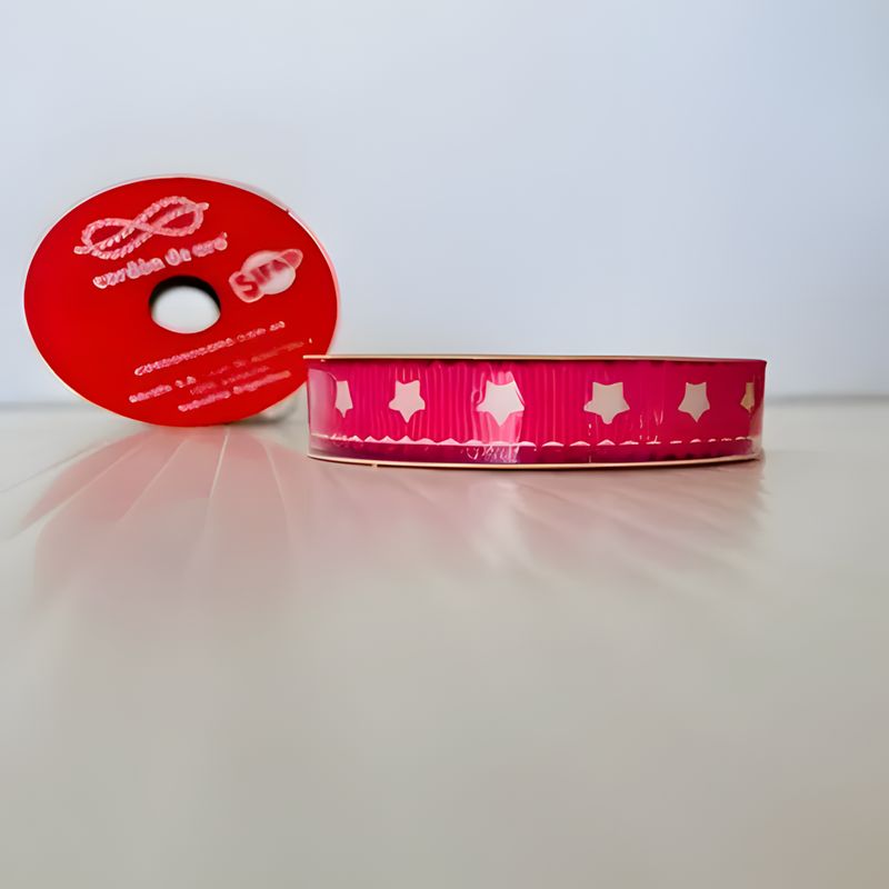 CINTA ESTRELLAS TROQUELADA FUCSIA x3MTS