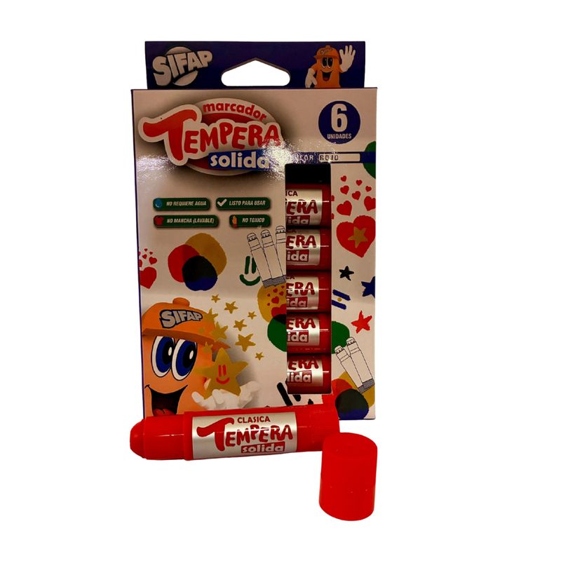 TEMPERA SOLIDA ROJA x 6 UDS