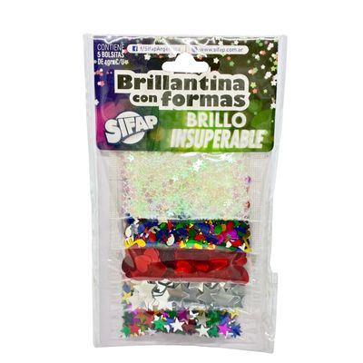 Brillantina con formas brillo insuperable  x5
