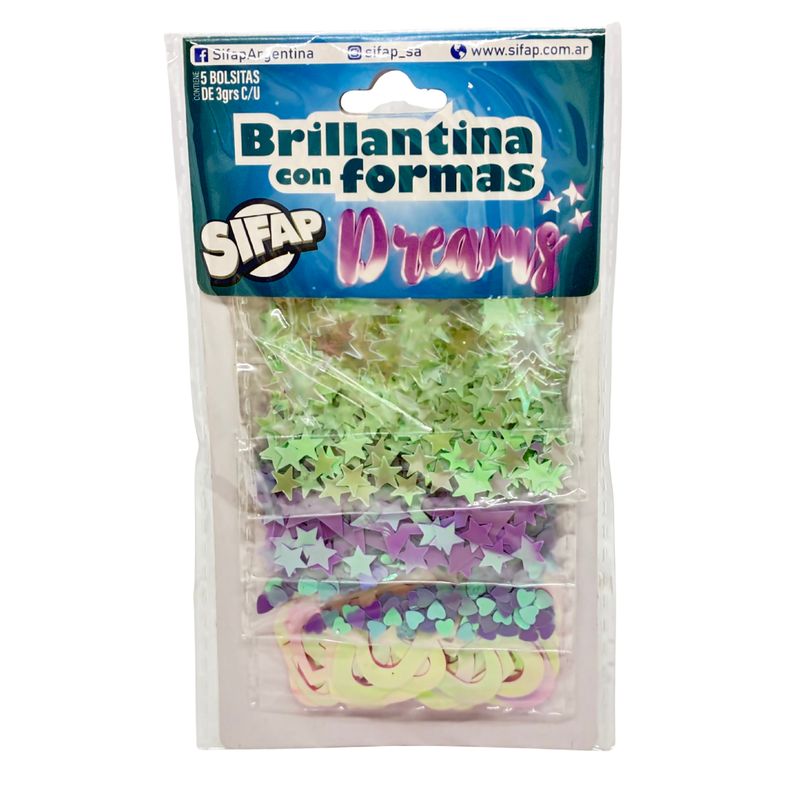 Brillantina con formas dreams x 5