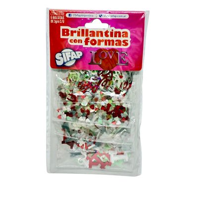 Brillantina con formas love