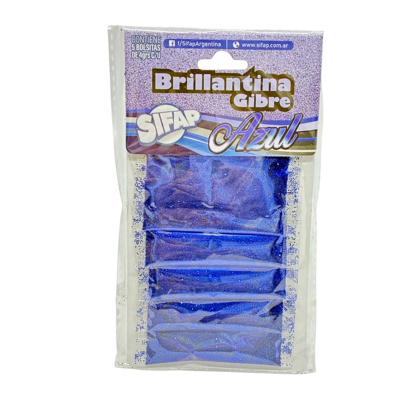 Brillantina gibre azul x 5 bol.4grs