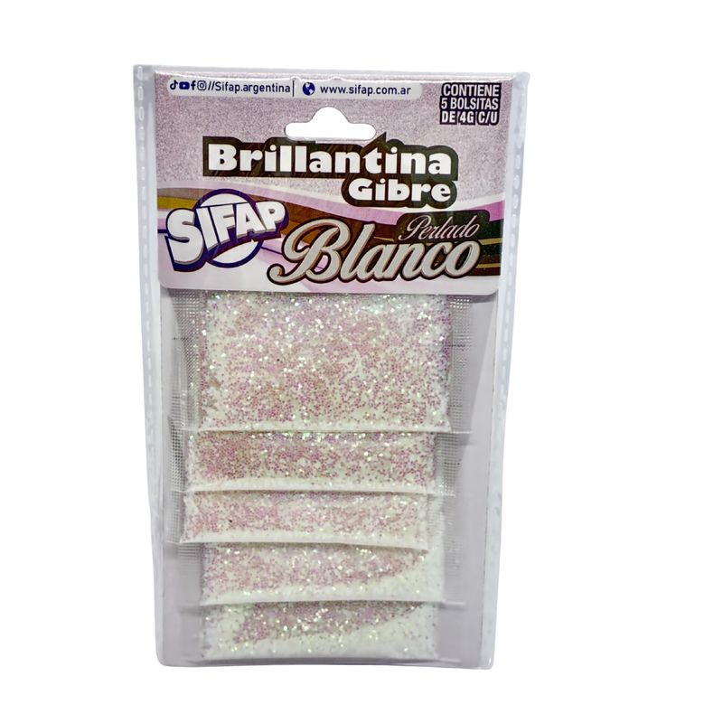 Brillantina gibre blanco perlado x5u 4g