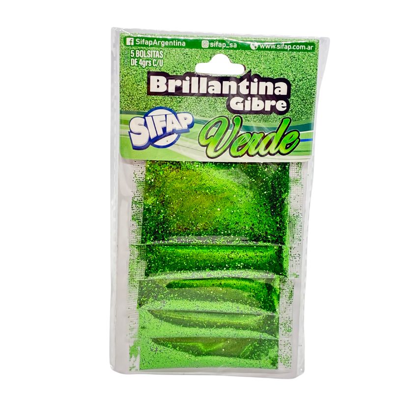 Brillantina gibre verde x5u 4g
