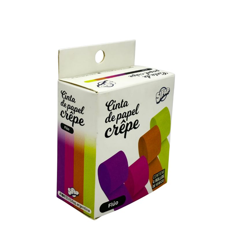 Cinta de papel crepe fluo