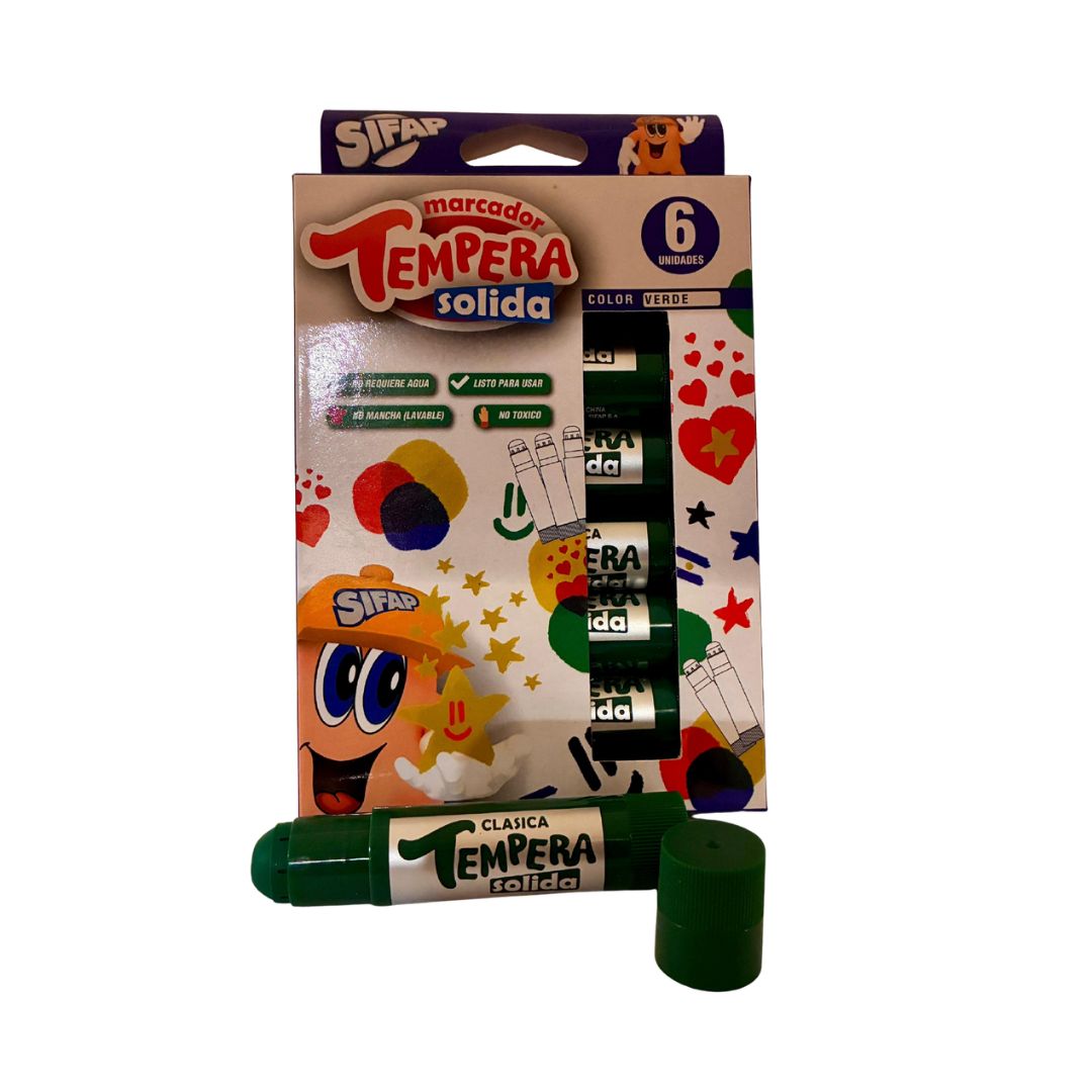 TEMPERA SOLIDA VERDE x 6 UDS