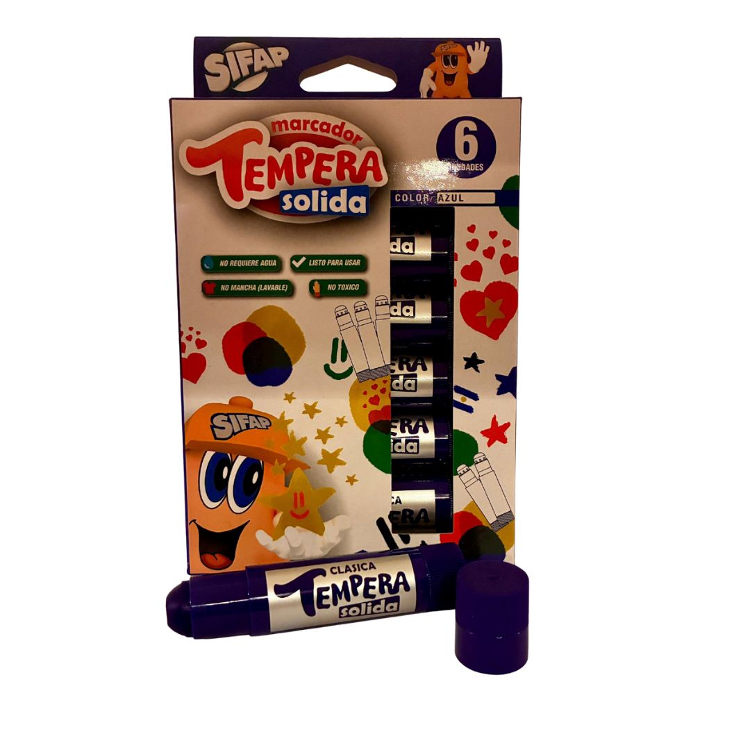 TEMPERA SOLIDA AZUL x 6 UDS