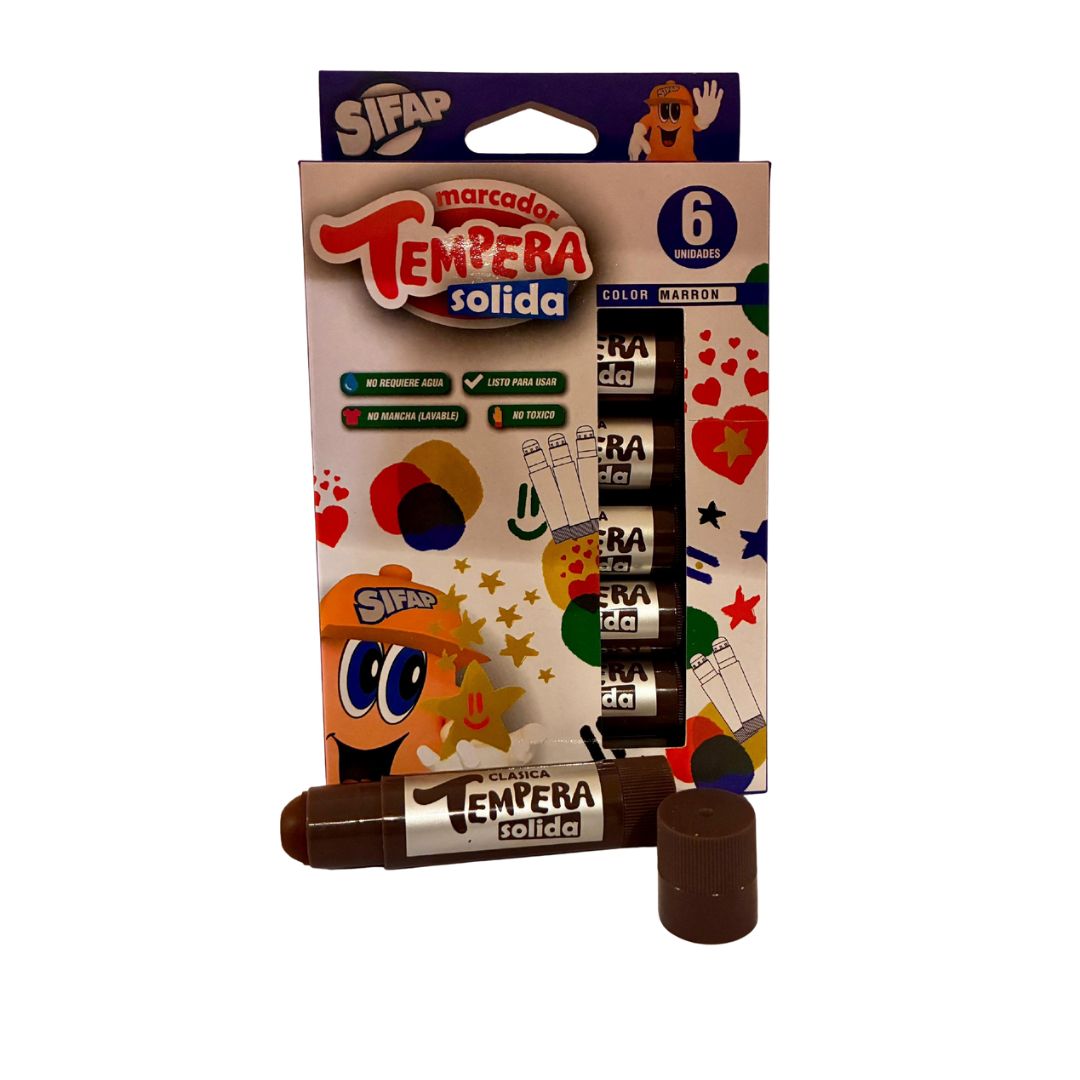 TEMPERA SOLIDA MARRON x 6 UDS