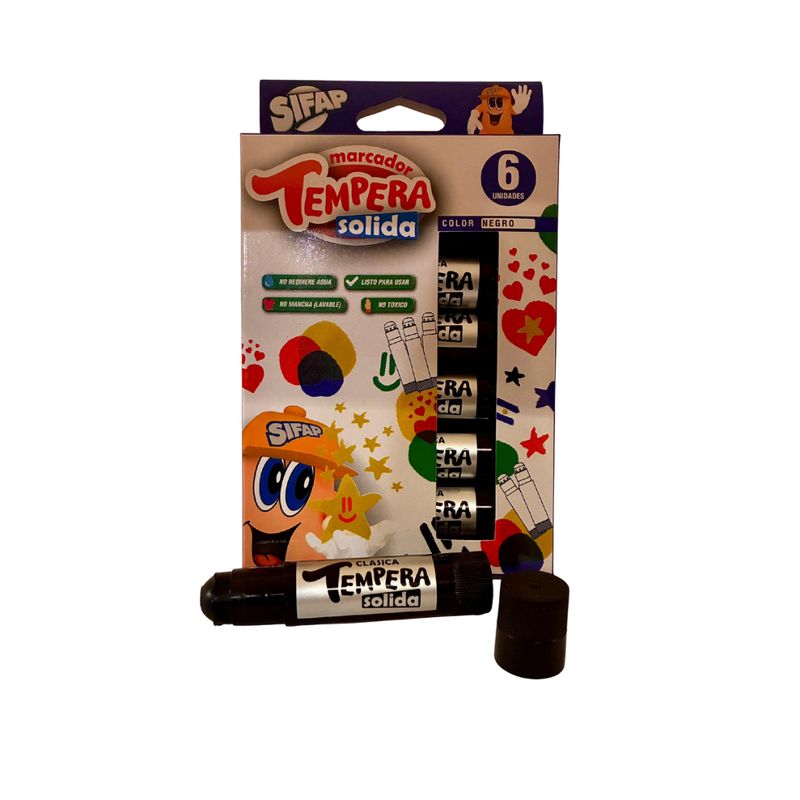 TEMPERA SOLIDA NEGRA x 6 UDS
