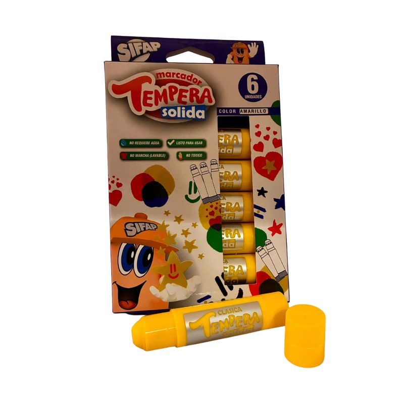 TEMPERA SOLIDA AMARILLA x 6 UDS