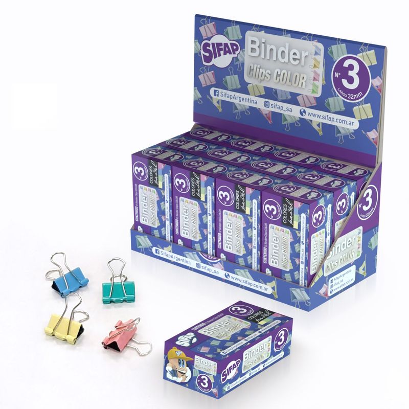 Binder clips color n3 x12u (caja)