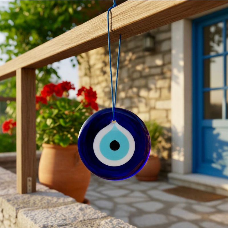 Ojo Turco Azul Plano 50 mm Ojito Pasante. Doy Pack
