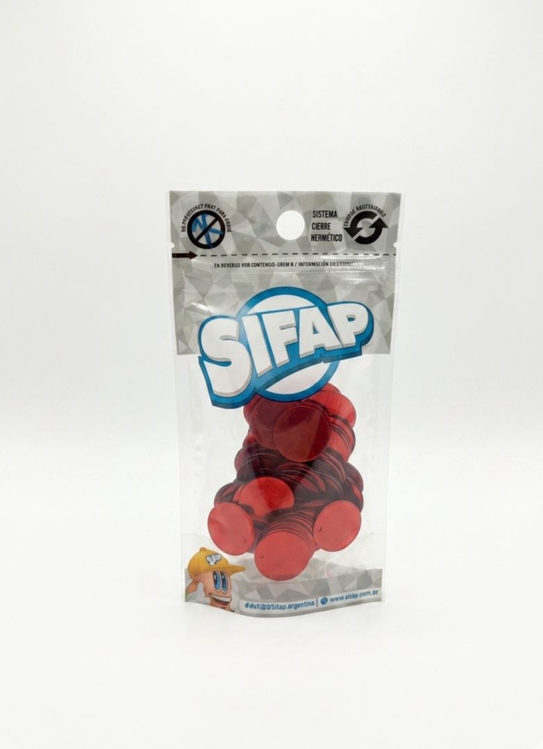LENTEJUELON 20mm ROJO METAL X 20 GRS DOY PACK