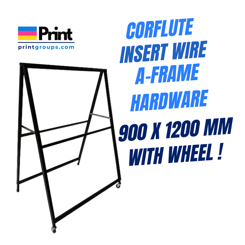 Corflute Insert Wire A-Frame Sign Set Hardware 900 x 1200mm with wheel