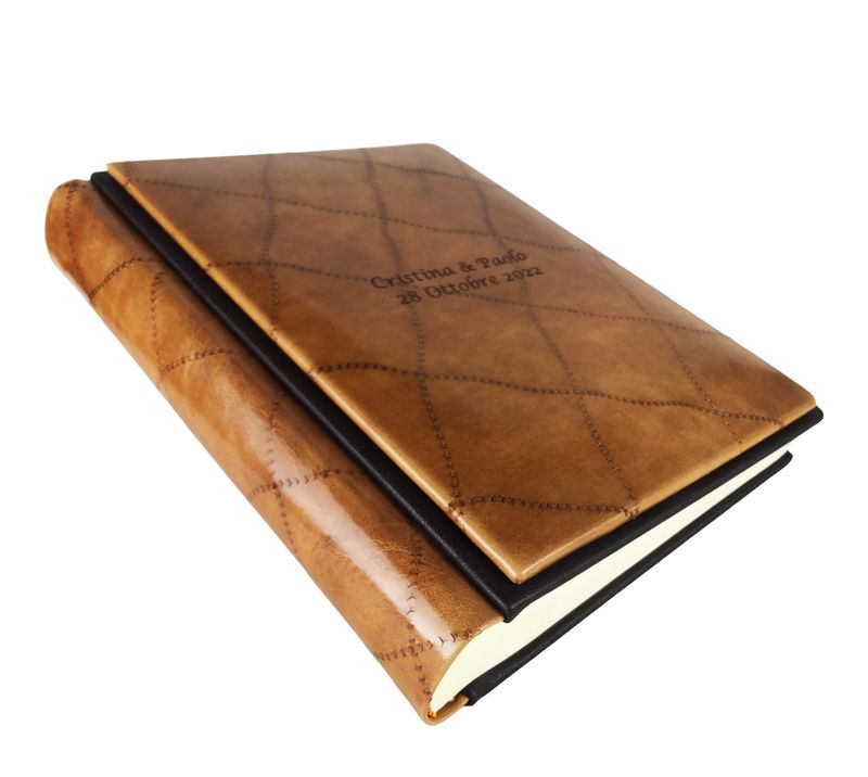 Album Fotografico - VENERE CUOIO - Vero Cuoio con profilo a contrasto (Personalizzabile)