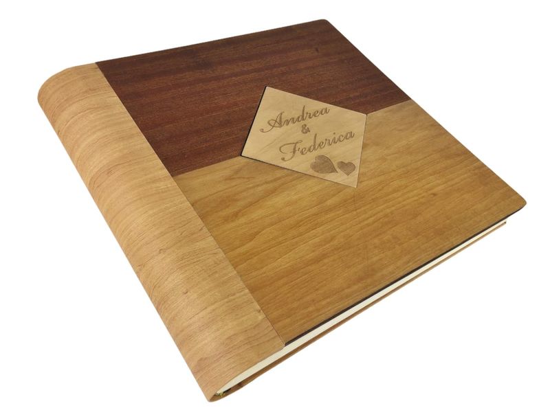 Album Fotografico - ROMBY - Davanti in legno, dietro in ecopelle effetto legno (Personalizzabile)