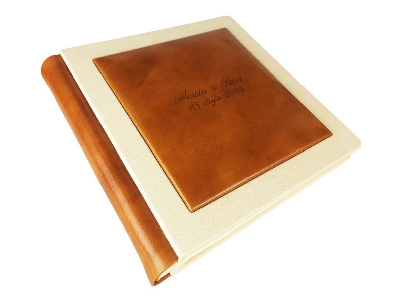 Album Fotografico - GIOVE CUOIO - Vero Cuoio con Cornice a contrasto (Personalizzabile)