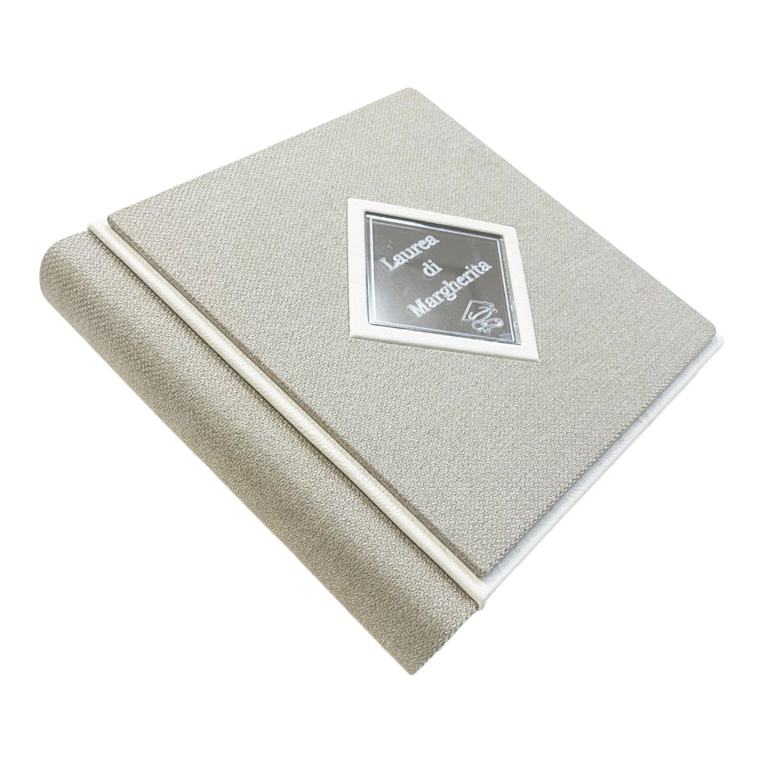 Album fotografico -ZENITH- in Tessuto e similpelle con rombo in Plex a Specchio leserato (Personalizzabile)
