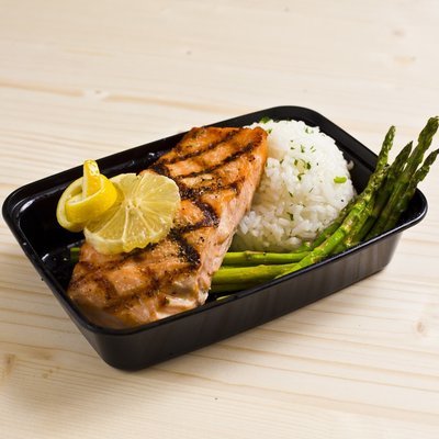 6oz Salmon, Rice, Veggies