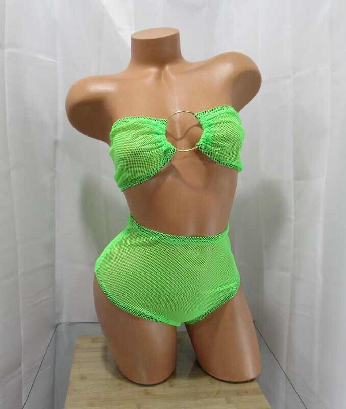 2 PCS NEON GREEN FISHNET SET  DESIGN